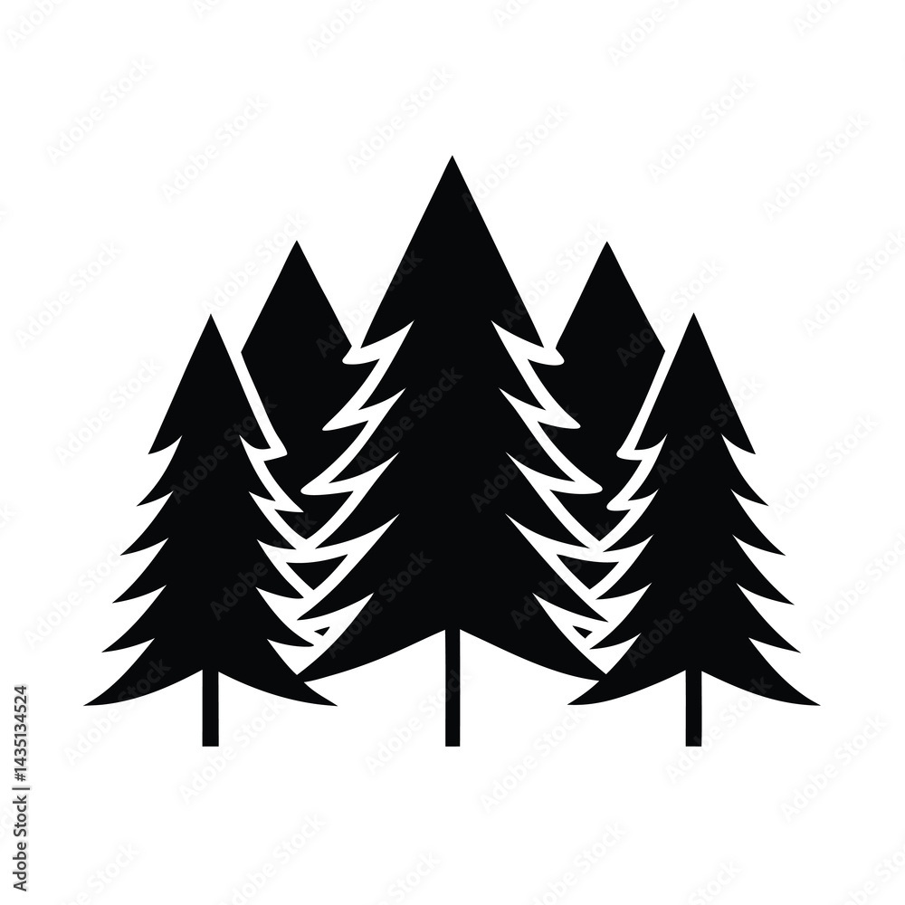 Obraz premium Pine Forest Silhouette Vector Art