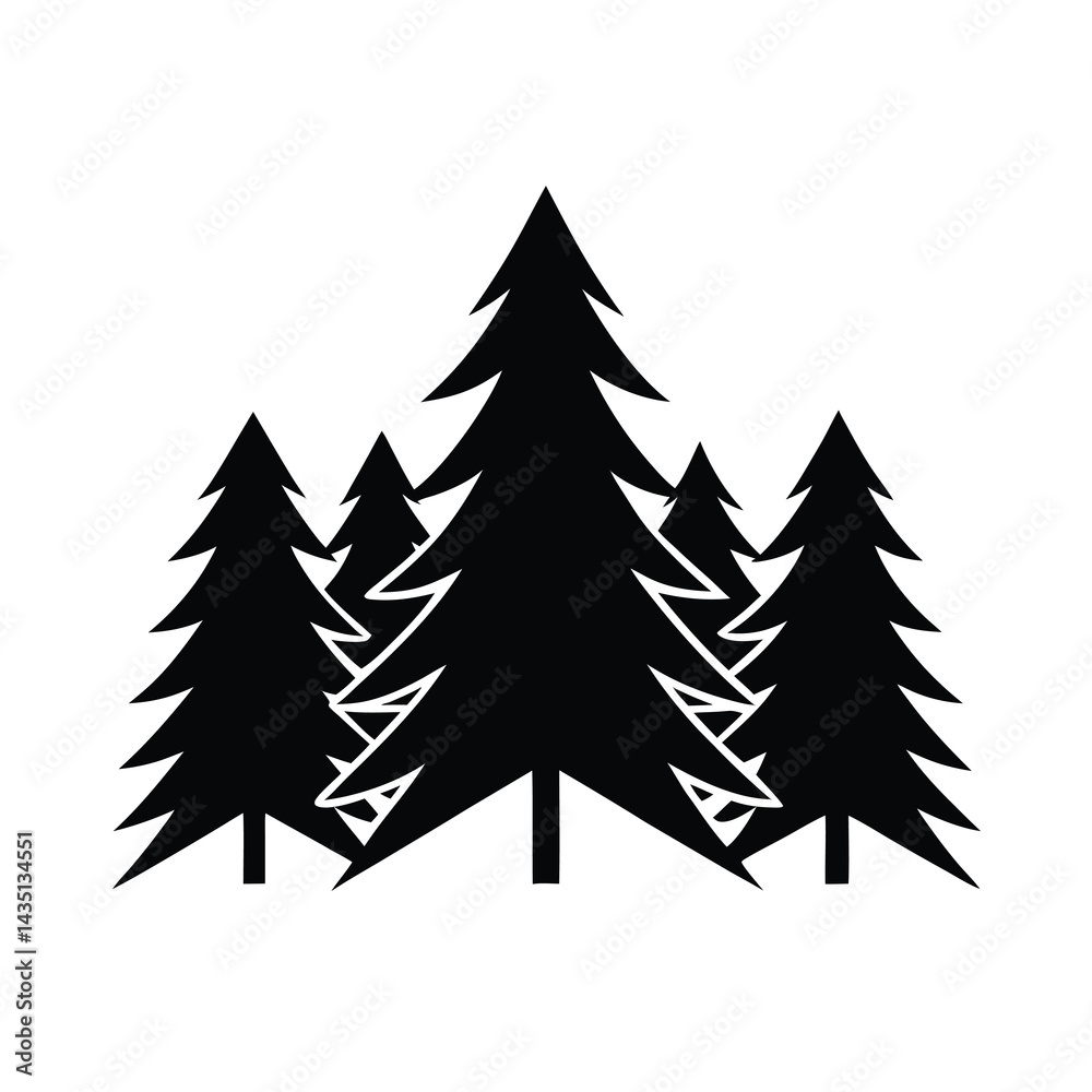 Obraz premium Layered Pine Tree Illustration for Nature Themes