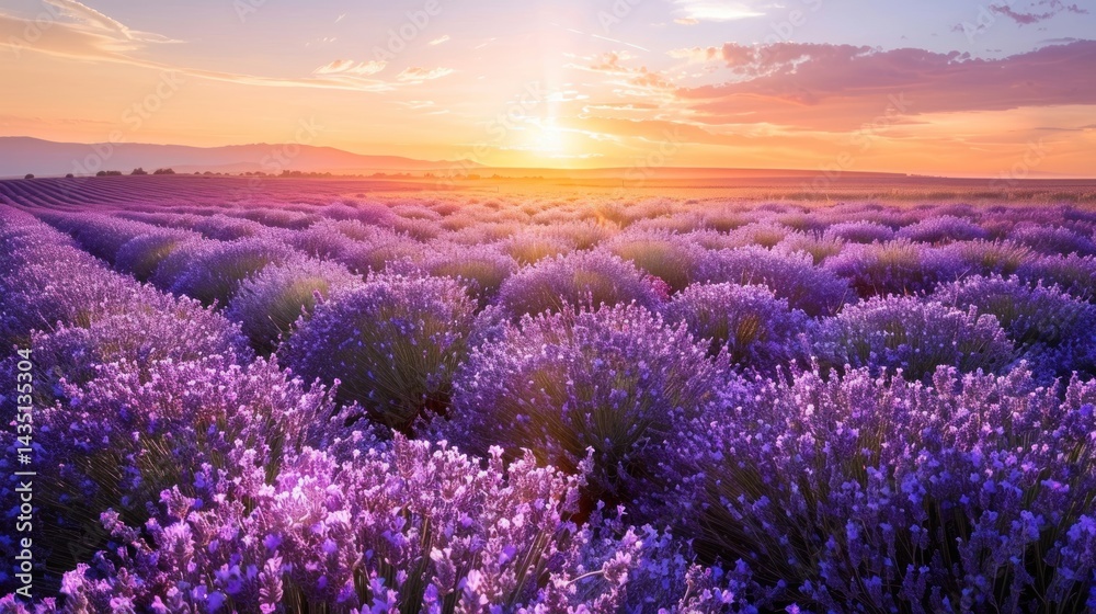 Sunset over Lavender Field Sunset over Lavender Field