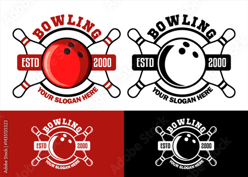 bowling sport logo badge emblem vector template illustration design for club,team,tournament flat design element