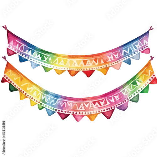 colorful Cinco de Mayo banner cute watercolors illustration on white background