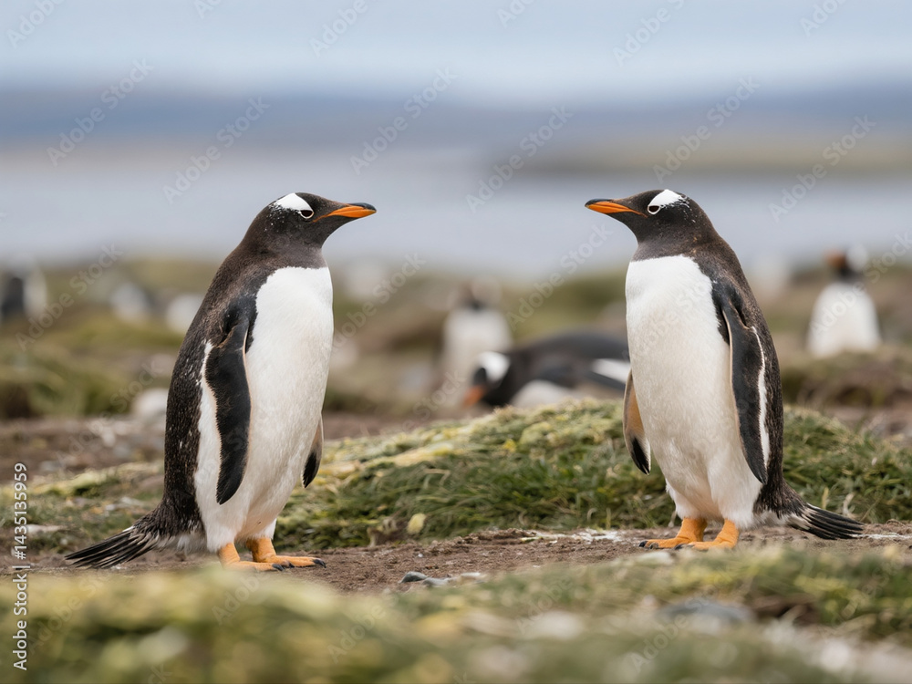 Fototapeta premium Magellanic Penguins at Volunteer Point, Falkland Islands