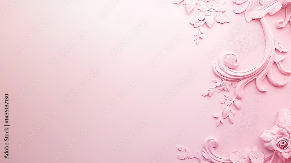Naklejka premium Pink Floral Wall Decor Background.