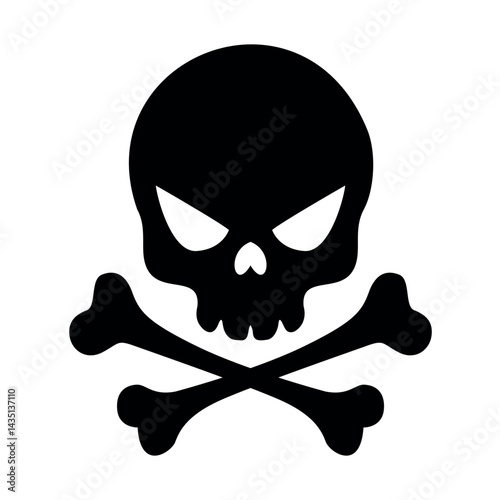 Skull and crossbones silhouette vector for graphic art isolated