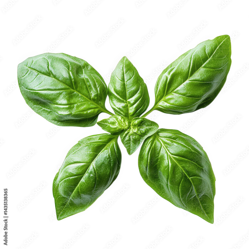 Fototapeta premium fresh basil leaves arranged in a visually appealing manner. showcasing their vibrant green color and glossy texture this herb is commonly used in cooking. particularly in mediterranean cuisine. and is