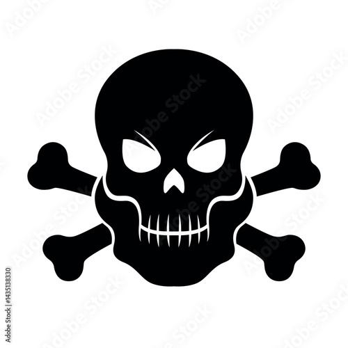 Creepy skull and bones silhouette vector illustration