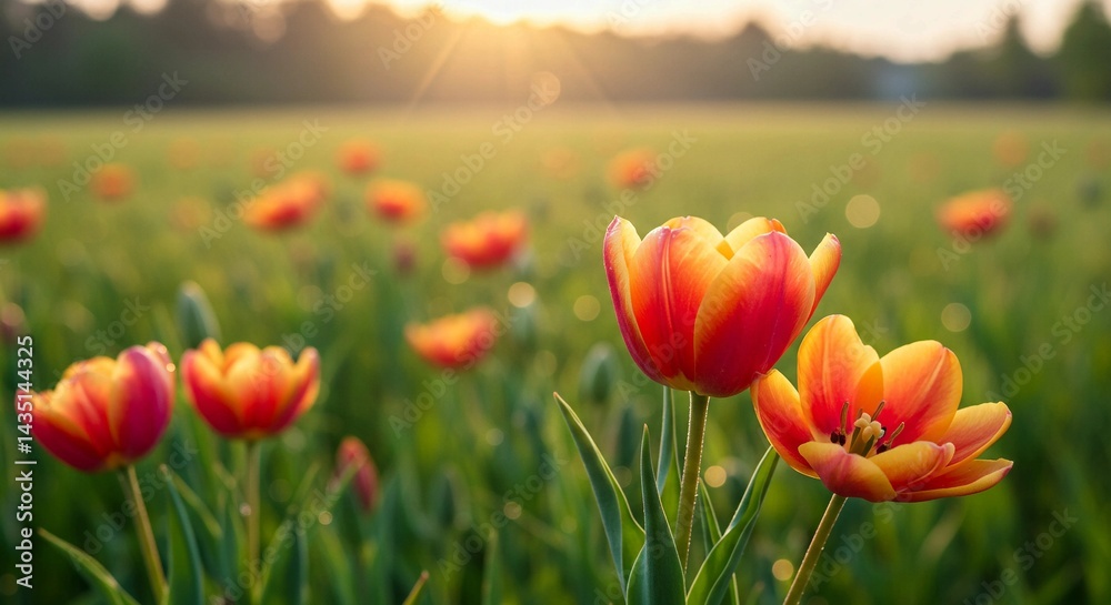 Obraz premium Tulip Flowers Blossom in Summer – Aesthetic Floral Background for Nature Lovers