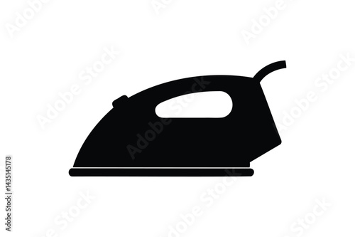 Electric steam clothes iron icon silhouette on white background