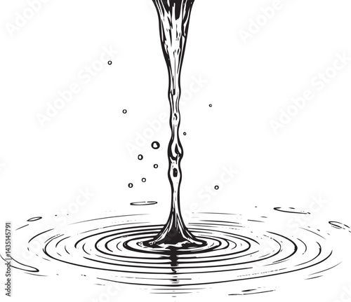  water falling black drawing png vector file