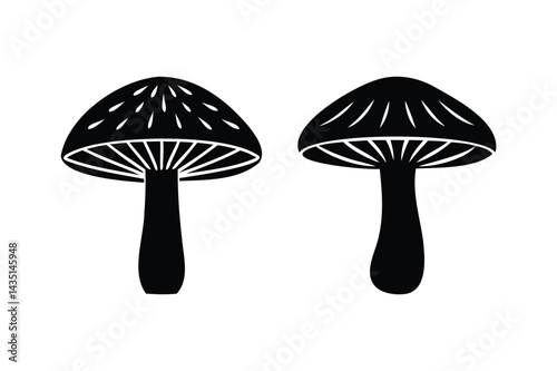 Enoki mushroom icon silhouette on white background