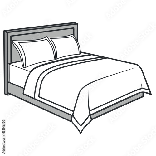 Bed-black-and-white-stock-illustrate  
