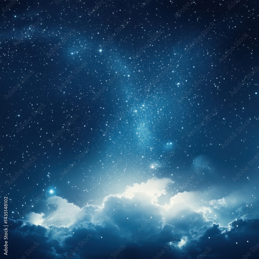 Fototapeta premium Celestial nightscape with ethereal clouds and radiant starlight creating a dreamy and enchanting cosmic atmosphere perfect for inspirational backgrounds