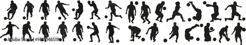 Dynamic Soccer Silhouettes Collection - Vector Illustrations of Players Kicking, Dribbling, and Passing