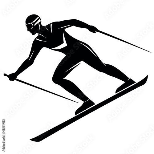Dynamic-silhouette-of-a-ski-athlete capturing 