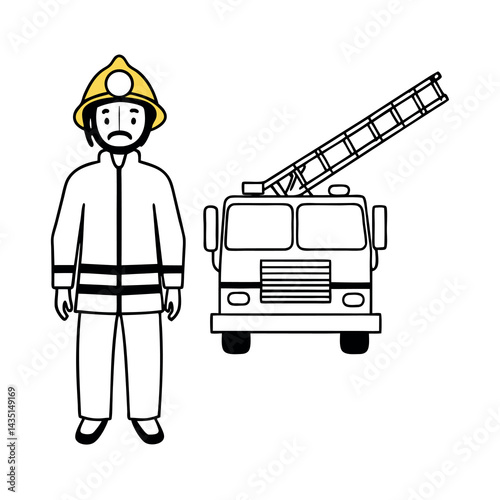 Fireman with fire extinguisher
