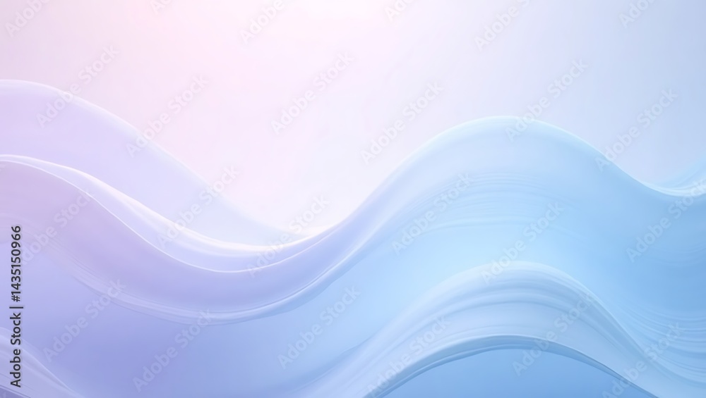 Fototapeta premium Soft Pastel Blue Pink Gradient Background with Flowing Curves Serene Abstract Wallpaper Design Modern Digital Art Pattern Texture Creative Visual Concept