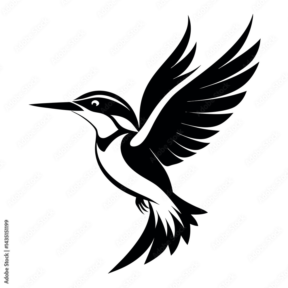 Obraz premium Malachite-kingfisher-bird--silhouette-vector 