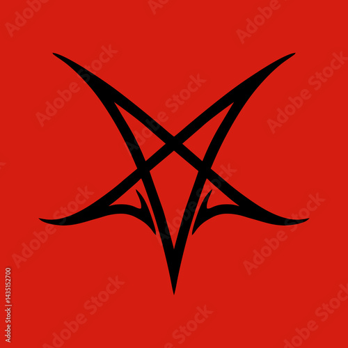 Esoteric occult pentagram, magic signs. Demon pentacle tattoo, magic mason seal, satan pentagram line vector symbols set. Alchemy, witchcraft esoteric or occult signs with pentagram stars in circle