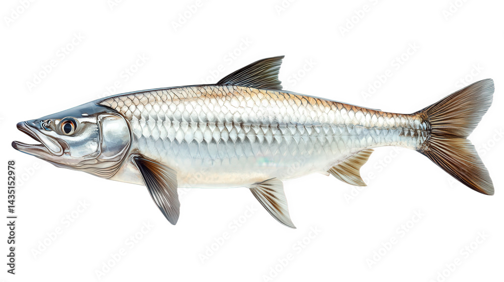 Fototapeta premium detailed illustration of a fish. showcasing its streamlined body. shiny scales. and distinct fins the fish is depicted in a side view against a plain background. highlighting its anatomical features f