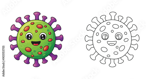 The Playful Coronavirus: A charming and friendly depiction of the coronavirus with vibrant colors, smiling and winking in a cheerful illustration.