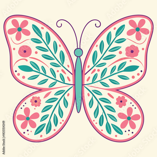Whimsical-vector-butterfly--large-rounded-wings 