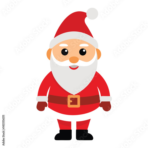 Cartoon Santa Claus Illustration with Red Suit and White Beard for Christmas