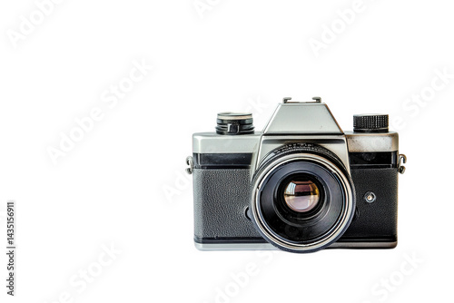 a classic camera with a sleek design. featuring a prominent lens and a textured body. ideal for photography enthusiasts the artistry and functionality of vintage cameras. evoking nostalgia for film ph