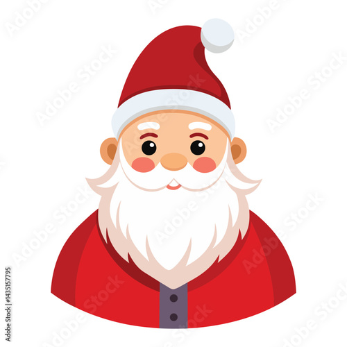 Cartoon Santa Claus Illustration with Red Suit and White Beard for Christmas
