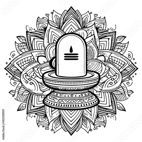 God Shiva Set of Rangoli design concept of line drawing isolated on white background 1 (16)