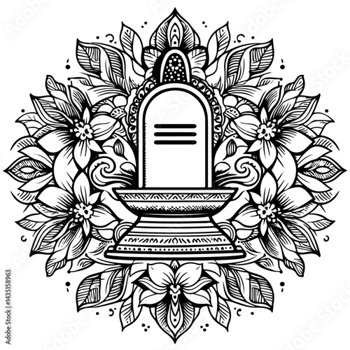 God Shiva Set of Rangoli design concept of line drawing isolated on white background 1 (18)