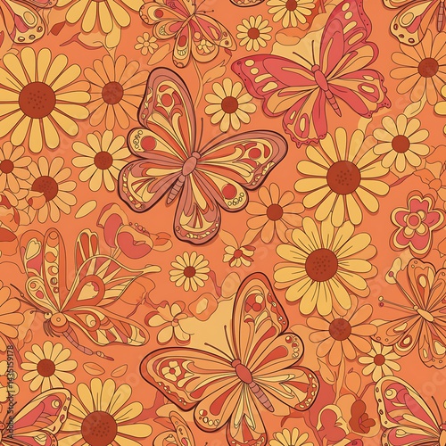 Wallpaper Mural Sun-Kissed Butterflies and Blooms AI Generated Torontodigital.ca