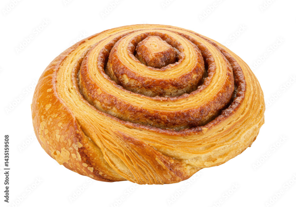 Fototapeta premium Delicious cinnamon roll pastry isolated on white background