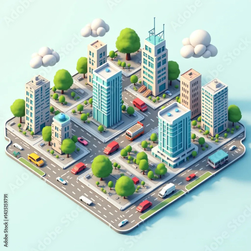 city in the morning 3d model vektor