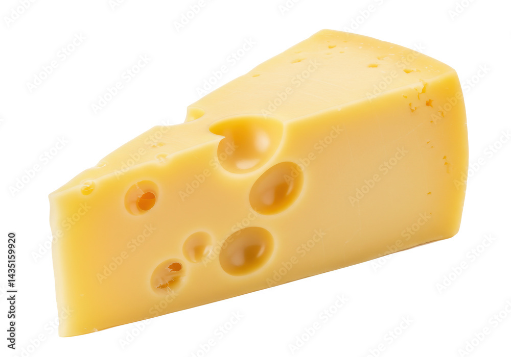 Wedge of swiss cheese with holes isolated on transparent background Wedge of swiss cheese with holes isolated on transparent background