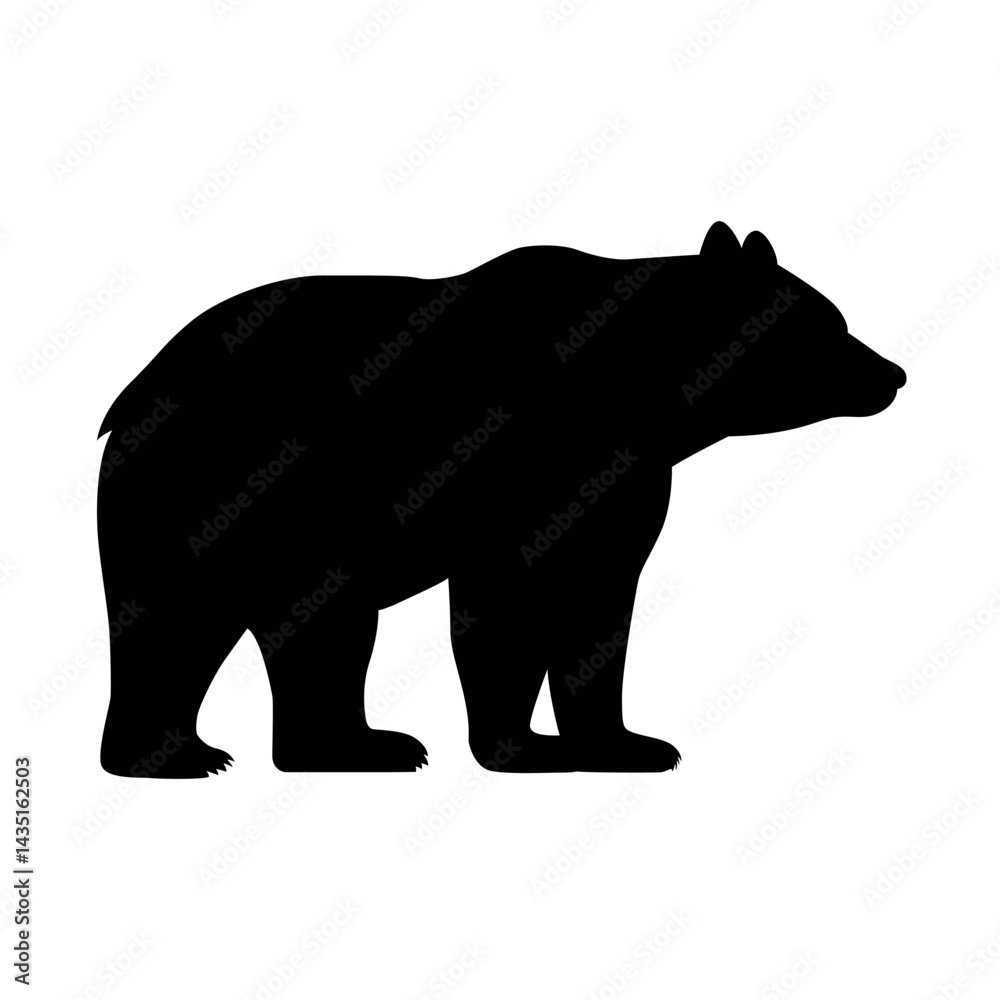 Fototapeta premium Standing bear silhouette wildlife nature mammal forest vector