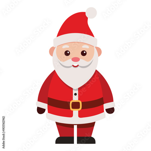 Cartoon Santa Claus Illustration with Red Suit and White Beard for Christmas