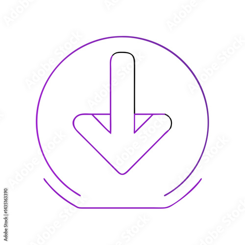 Download Icon with Downward Arrow Design in Purple Outline  