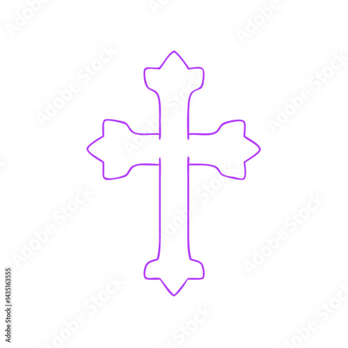 Outline of a Cross in Purple Color  