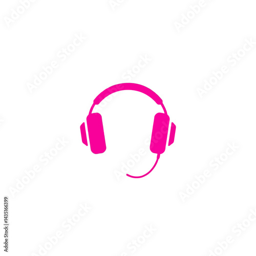 Pink headphones music audio sound listen dj studio wireless headset device technology accessory illustration