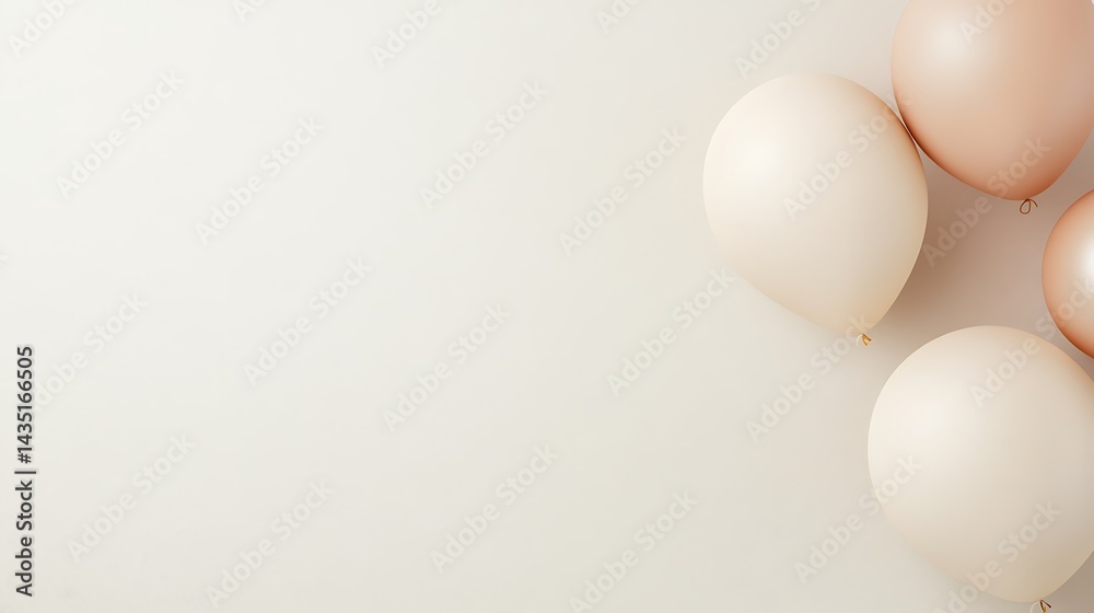 Fototapeta premium Neutral Balloons with White Background.