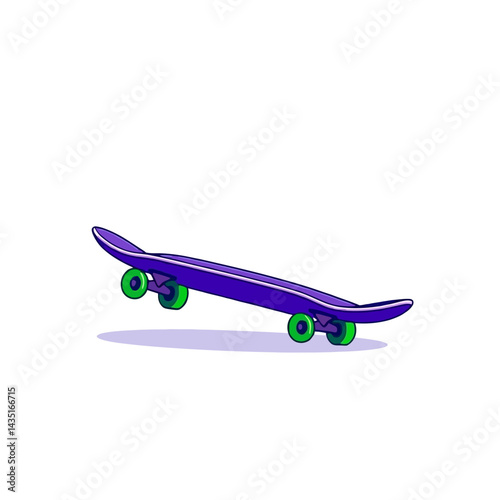 Purple skateboard illustration for skateboarding equipment and sports activity design and art projects
