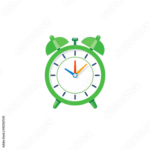 Green alarm clock illustration time management reminder wake up call hour minute second deadline 10 10 am pm
