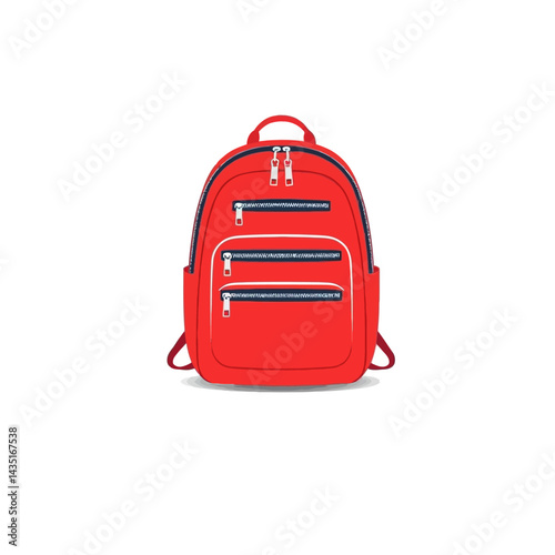 Red backpack school bag travel rucksack fashion accessory college student style trendy design isolated vector image