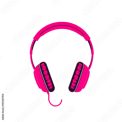 Pink headphones music listening device audio equipment sound technology design accessories illustration