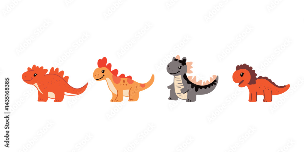 Fototapeta premium Set of happy dragons in vector style