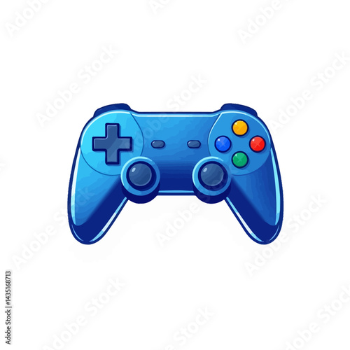 Blue gaming controller illustration for video games and console gaming accessories and gamepads for entertainment