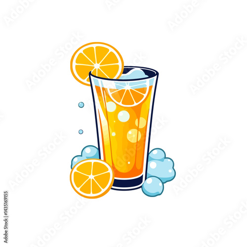 Fresh orange juice in glass illustration for healthy drink and summer beverage concept vector design