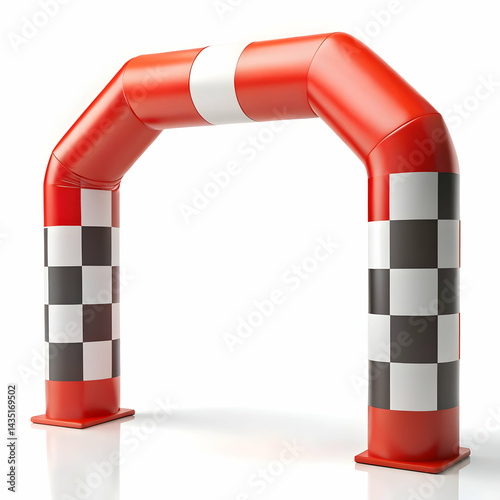 Inflatable Finish Line Arch: Race Event Decorations, Red & Black Checkered Flag Archway