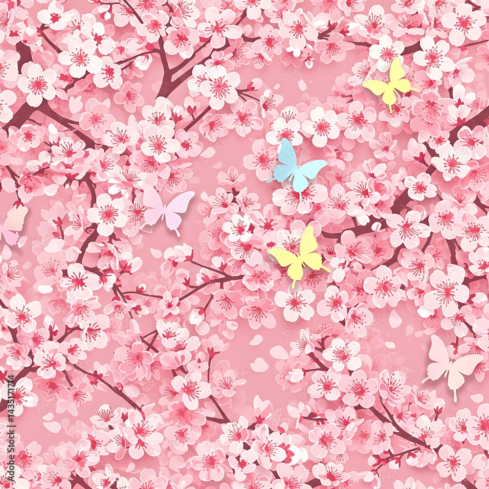 Fototapeta premium Pink Blossom Dance AI Generated