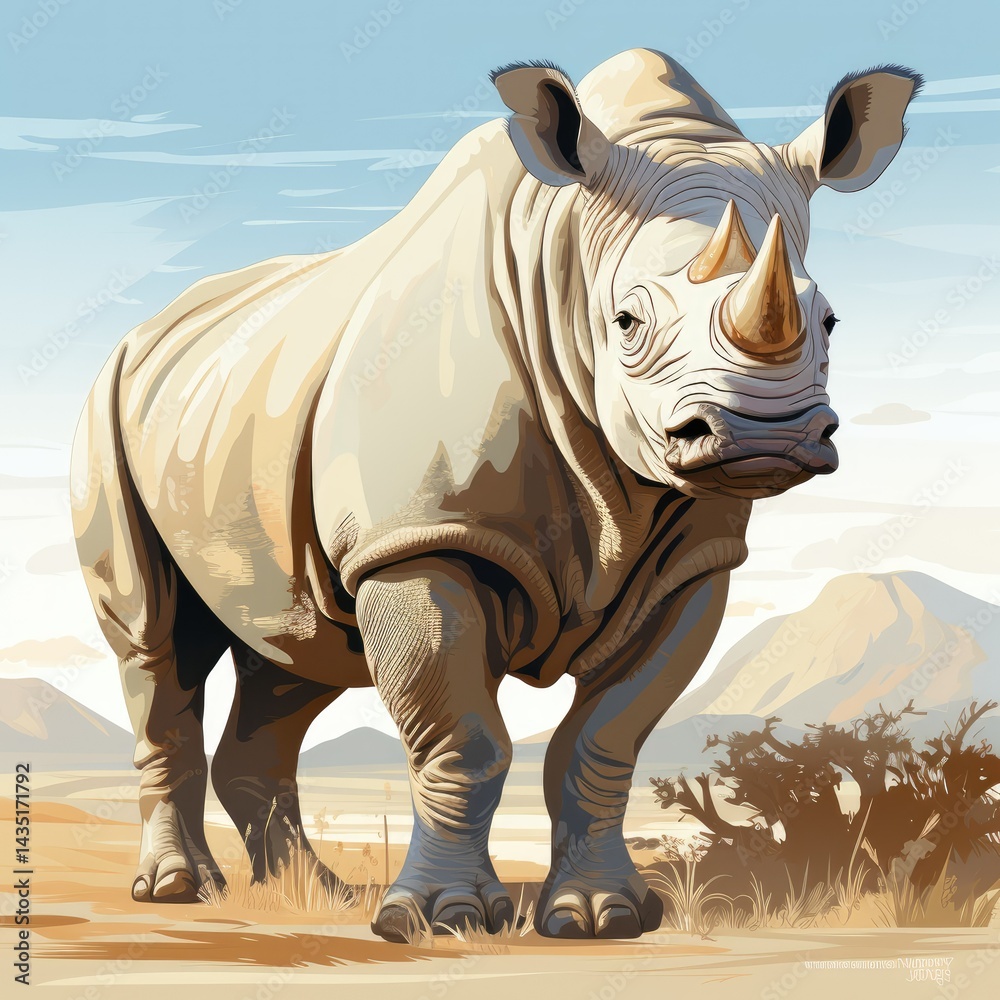 Fototapeta premium rhino in the dessert